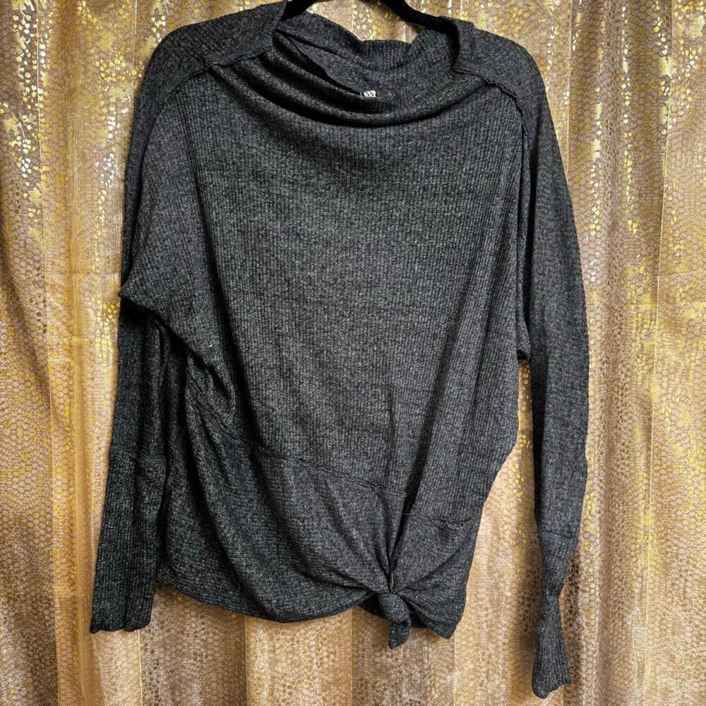 We The Free People Londontown Thermal Tunic Top Charcoal Gray Stretch XS